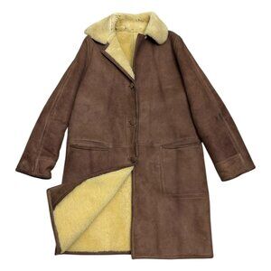 GENUINE SHEARLING Vintage 1970s SHEEP Skin Retro Heavy Winter Coat Womens Medium
